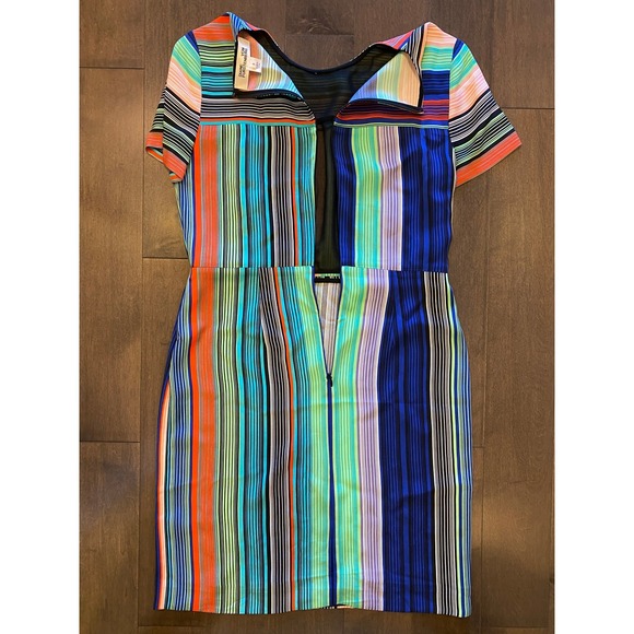 Diane Von Furstenberg Striped Sheath Burman Dress Size 8 Short Sleeve Colorblock - Picture 7 of 9